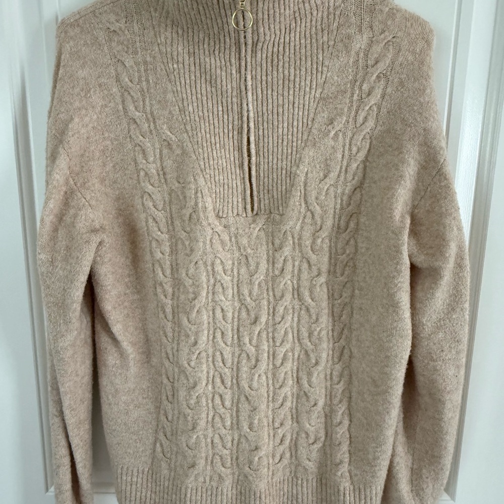 J. CREW Elegant Beige Cable Knit Sweater
